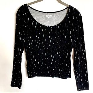BONGO Scoop Neck Long Sleeve Crop Top Tee